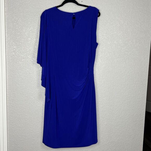 Lauren Ralph Lauren Women's Size 16 Dress Crepe One Shoulder Purple Blue - Picture 3 of 5
